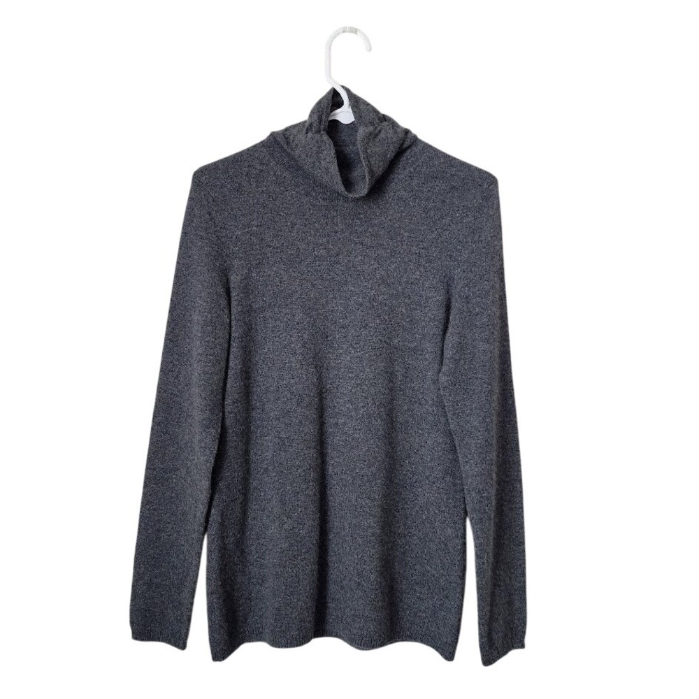 MCDUFF Essentials 100% Cashmere Mock Neck Turtleneck Sweater grey S
